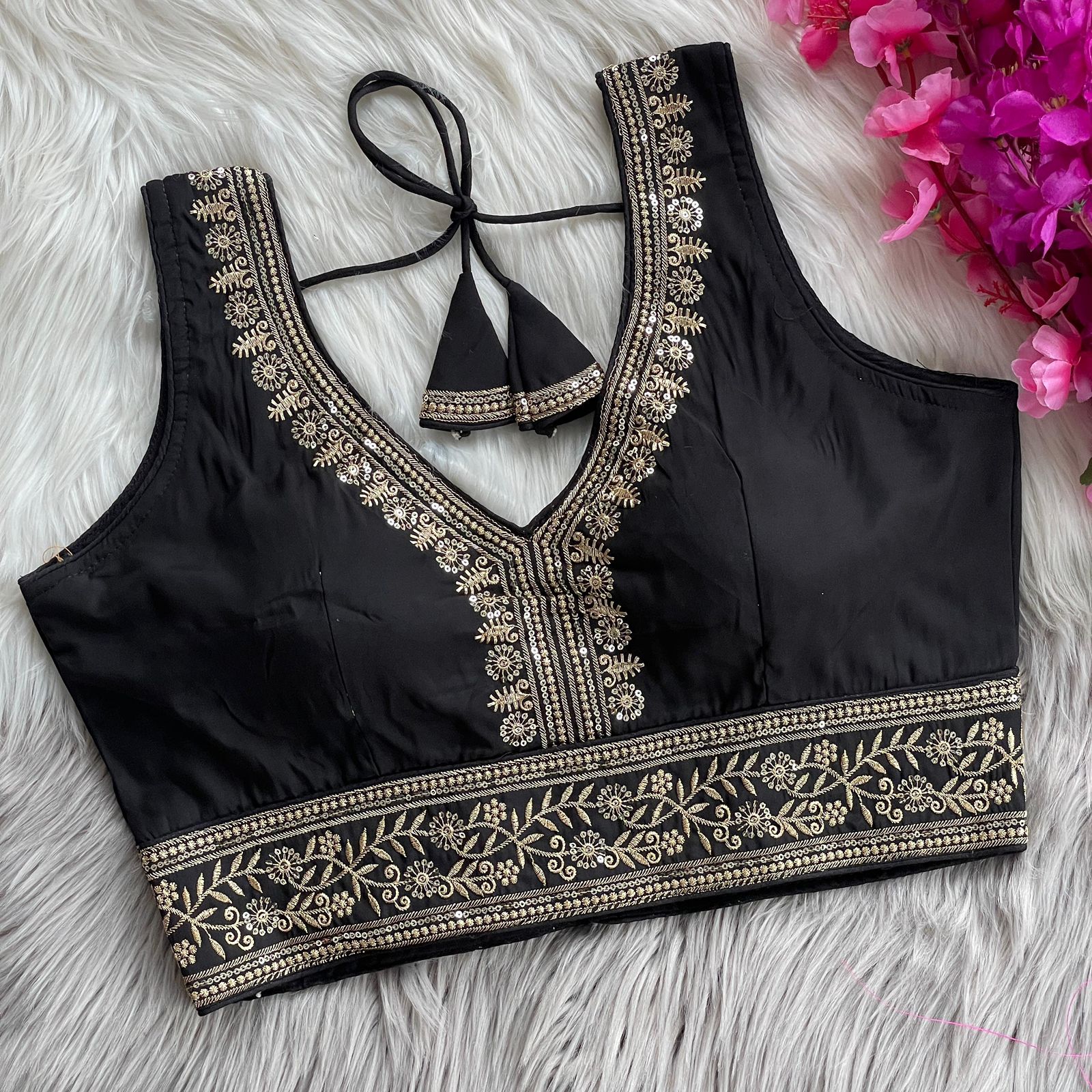 Royal Roman Silk Heavy Embroidery Designer Blouse